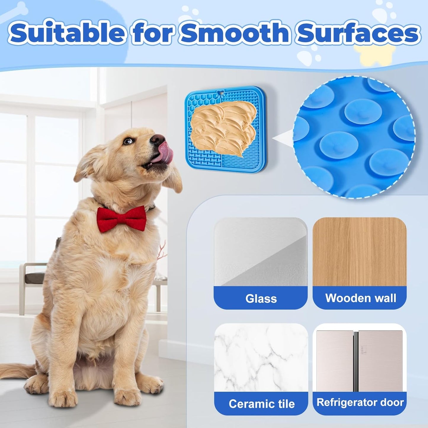 Lick Mat for Dogs, Dog Lick Mat with Suction Cups, Pet Food Mats and Slow Feeder Cat Bowl for Dog Anxiety Relief Pet Enrichment Toys for Bathing Station and Cat Grooming 2 Pack (Blue & Orange)