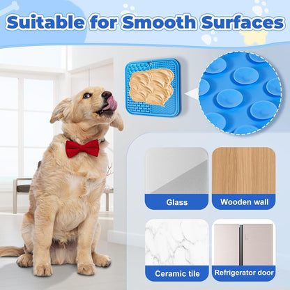 Lick Mat for Dogs, Dog Lick Mat with Suction Cups, Pet Food Mats and Slow Feeder Cat Bowl for Dog Anxiety Relief Pet Enrichment Toys for Bathing Station and Cat Grooming 2 Pack (Blue & Orange)