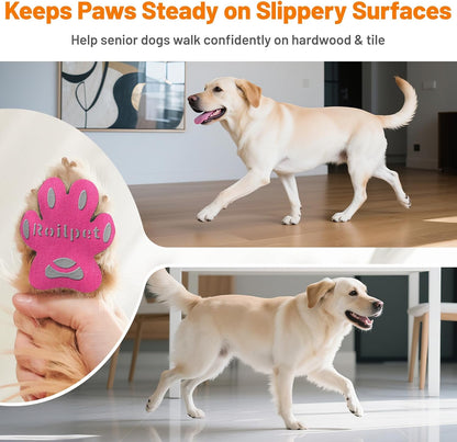 Dog Paw Protector Anti-Slip Pads, Toe Grips for Senior Dogs to Prevent Slipping on Hardwood Floors, Stronger Self-Adhesive Paw Pad Provide Traction for Elderly, Injured Pets (12 Sets - 48Pads, XL)