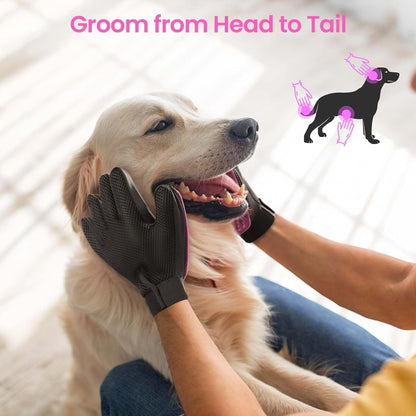 Pet Hair Remover Glove - Gentle Pet Grooming Glove Brush - Deshedding Glove - Massage Mitt with Enhanced Five Finger Design - Perfect for Dogs & Cats with Long & Short Fur - 1 Pack (Right-hand), Green