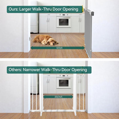 Babelio Baby Gate for Stairs, Kitchen & Doorways, 26-43" W 28" H No Bottom Bar| Easy Installation| One-Handed Operation| Auto-Close| Hardware Mount (Drill Needed) Safety Dog/Pet Gate Indoor (White)