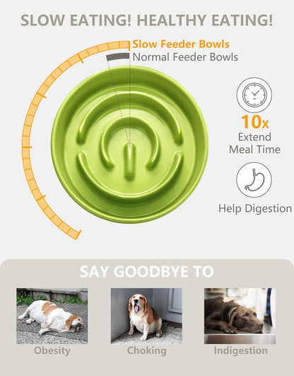 Ceramic Slow Feeder Dog Bowls, 2.0 Cups Slow Feeder for Medium Dogs, Puzzle Maze Bowl to Slow Down Eating, 30oz, 8in, White