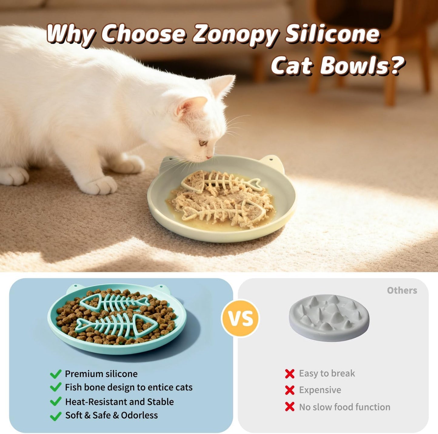 Slow Feeder Dog Bowl for Small Medium Dogs & Cats, 7.5 Inch Non Slip Slow Bowl with 37 Suction Cups, Anti-Choking Food Grade Silicone Slow Eating Bowl