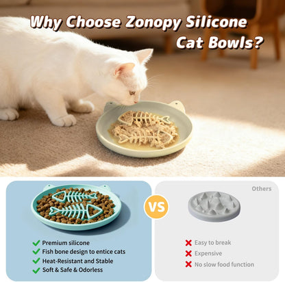 Slow Feeder Dog Bowl for Small Medium Dogs & Cats, 7.5 Inch Non Slip Slow Bowl with 37 Suction Cups, Anti-Choking Food Grade Silicone Slow Eating Bowl