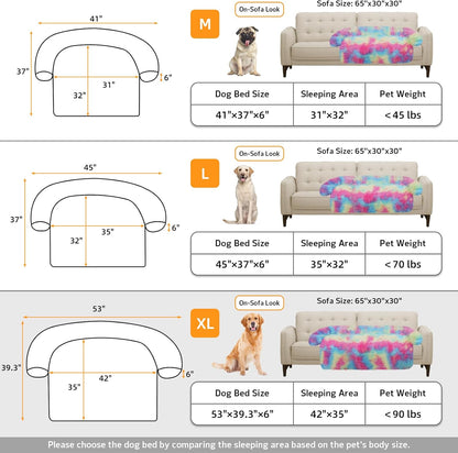 Calming Dog Bed Fluffy Plush Dog Mat for Furniture Protector with Removable Washable Cover for Large Medium Small Dogs and Cats (Large, Light Grey)