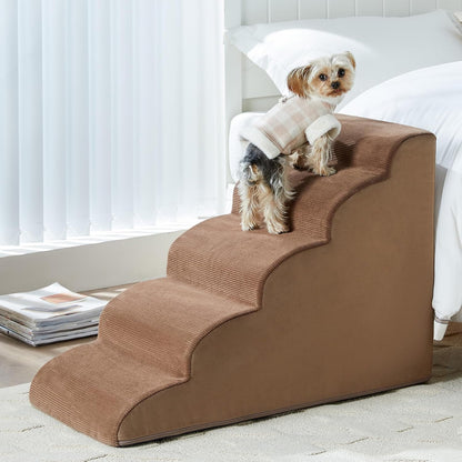 LEXTRO Dog Stairs for Small Dogs, 2-Steps Dog Ramp for Couch, Pet Stairs with Highly Supportive Foam and Non-Slip Bottom, Pet Steps for Cat & Doggie (High 11.8 Inch)