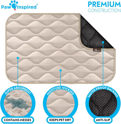 Paw Inspired Washable Padded Crate Mats for Dogs | 29” x 18” Pad, Fits 30-inch Kennels | Leakproof, Waterproof Bottom, Plush Pet Beds (Gray)