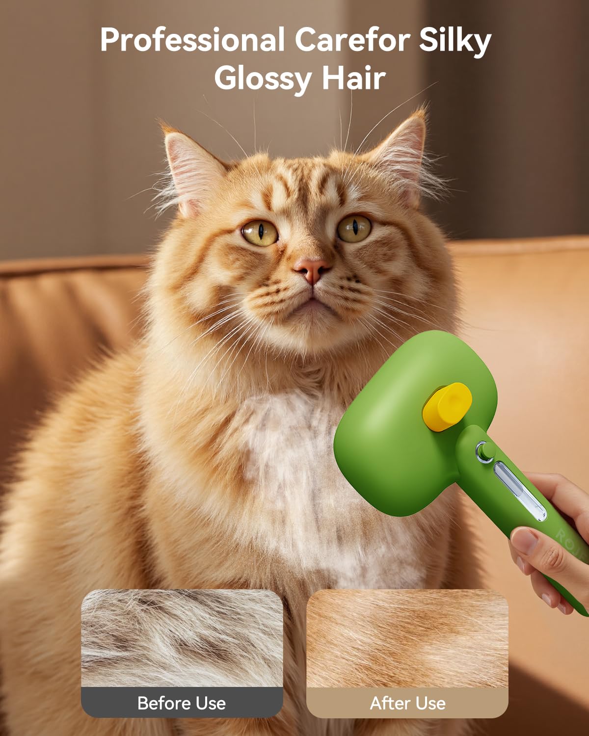 ROJECO 3-in-1 Pet Steam Brush for Cats&Dogs - Detangling Comb with Adjustable Mist, Handheld Deshedding Grooming Tool for Long/Short Hair, Massage Brush & Shedding Control Gift,Cordless,Pink