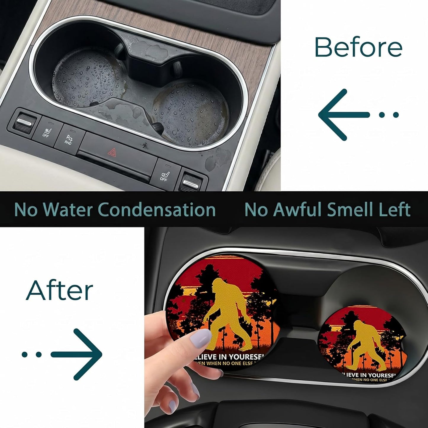 2PCS Dog Paw Print Car Cup Holder Coasters, Cars Coasters for Cup Holders, Anti Slip Rubber Mat with Finger Slot, Dogs Car Accessories Interior Decor, Dog Lover Gifts for Women, Men