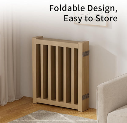 2-Panel Solid Wood Dog Gate - Freestanding Folding Pet Gate for Doorways, Stairs, Indoor, 24" Height, No Installation Needed, Natural Wood