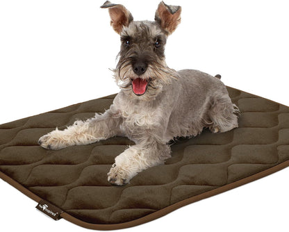 Paw Inspired Washable Padded Crate Mats for Dogs | 29” x 18” Pad, Fits 30-inch Kennels | Leakproof, Waterproof Bottom, Plush Pet Beds (Gray)