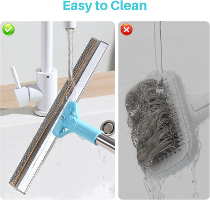 JOYMOOP Carpet Rake for Pet Hair Removal, 63" Adjustable Long Handle Pet Hair Removal Tool, Cat Dog Hair Carpet Rake with Metal and Silicone Scraper for Carpet, Sofa, Cloth