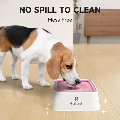ELS PET Travel Bowl, No Spill, No Drip Slow Water Feeder/Dispenser for Dogs, Cats, 35oz/1L, Splash Proof Travel Bowl for Crate and Car, Keeps Floor & Beard Dry, Dishwasher Safe (Grey)