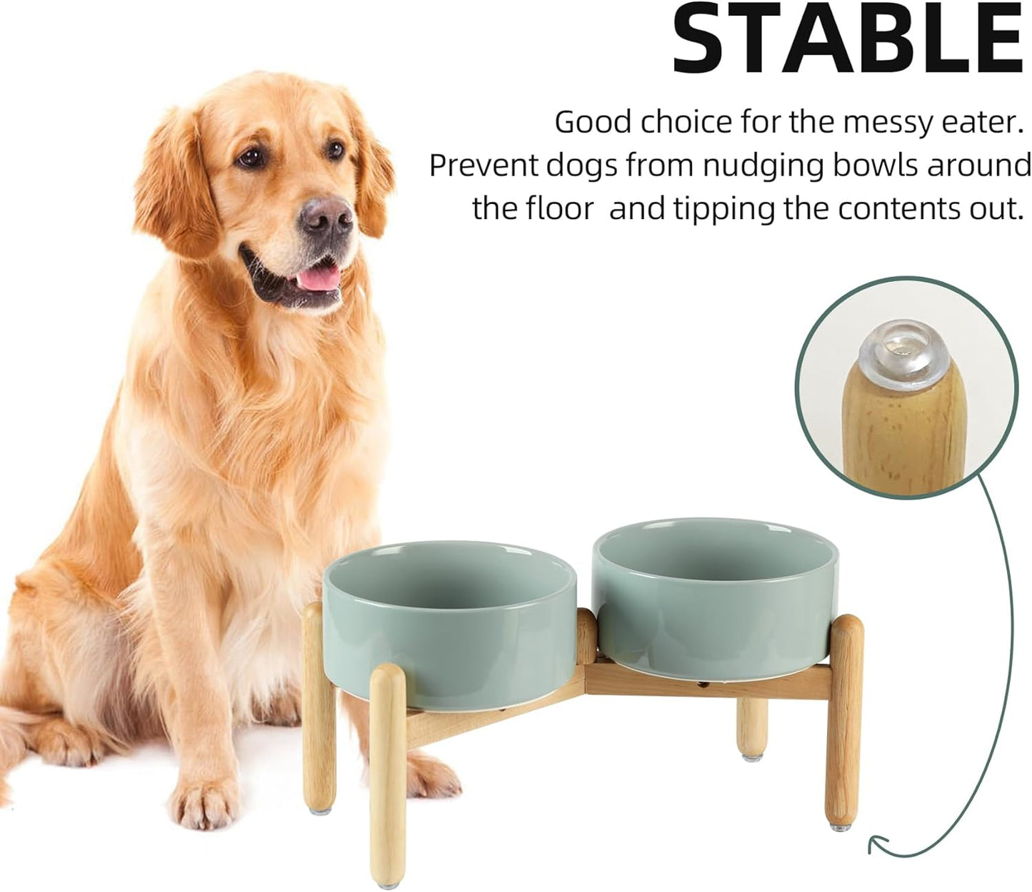 Havniva 8.3inch Ceramic Raised Dog Bowl with Stand, Elevated Dog Bowls for Large Breed Dog Food and Water Bowl Non-Slip Dog Dish Large Capacity Feeding Pet Water Bowl