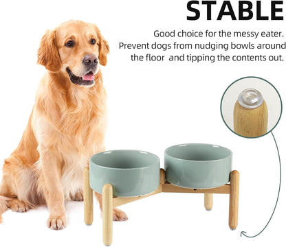 Havniva 8.3inch Ceramic Raised Dog Bowl with Stand, Elevated Dog Bowls for Large Breed Dog Food and Water Bowl Non-Slip Dog Dish Large Capacity Feeding Pet Water Bowl