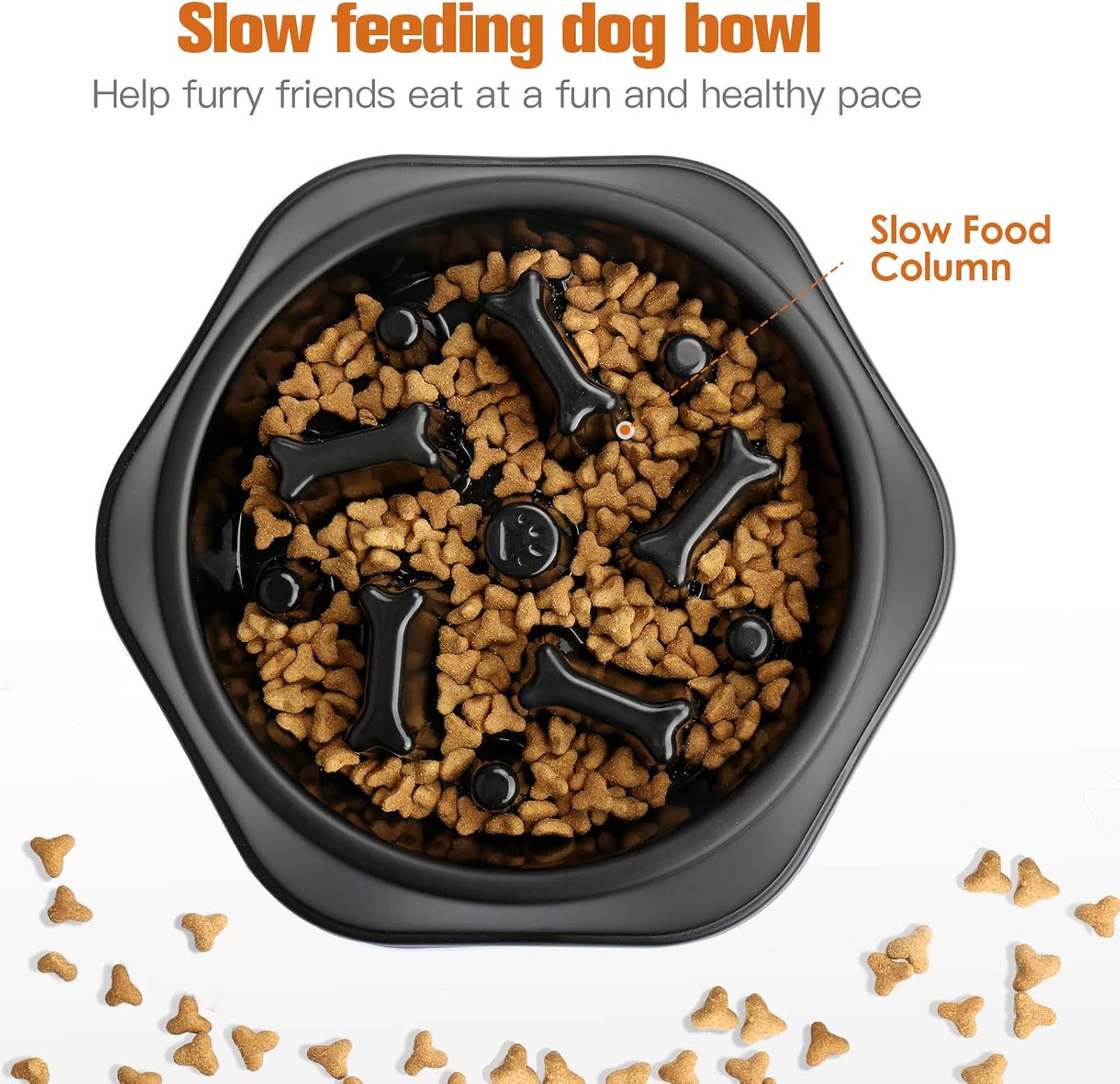 UPSKY Slow Feeder Dog Bowl Anti-Chocking Slower Feeding Pet Puzzle Bowls, Interactive Bloat Stop Dog Food Dishes Non-Slide Dogs Lick Treat for Small Medium
