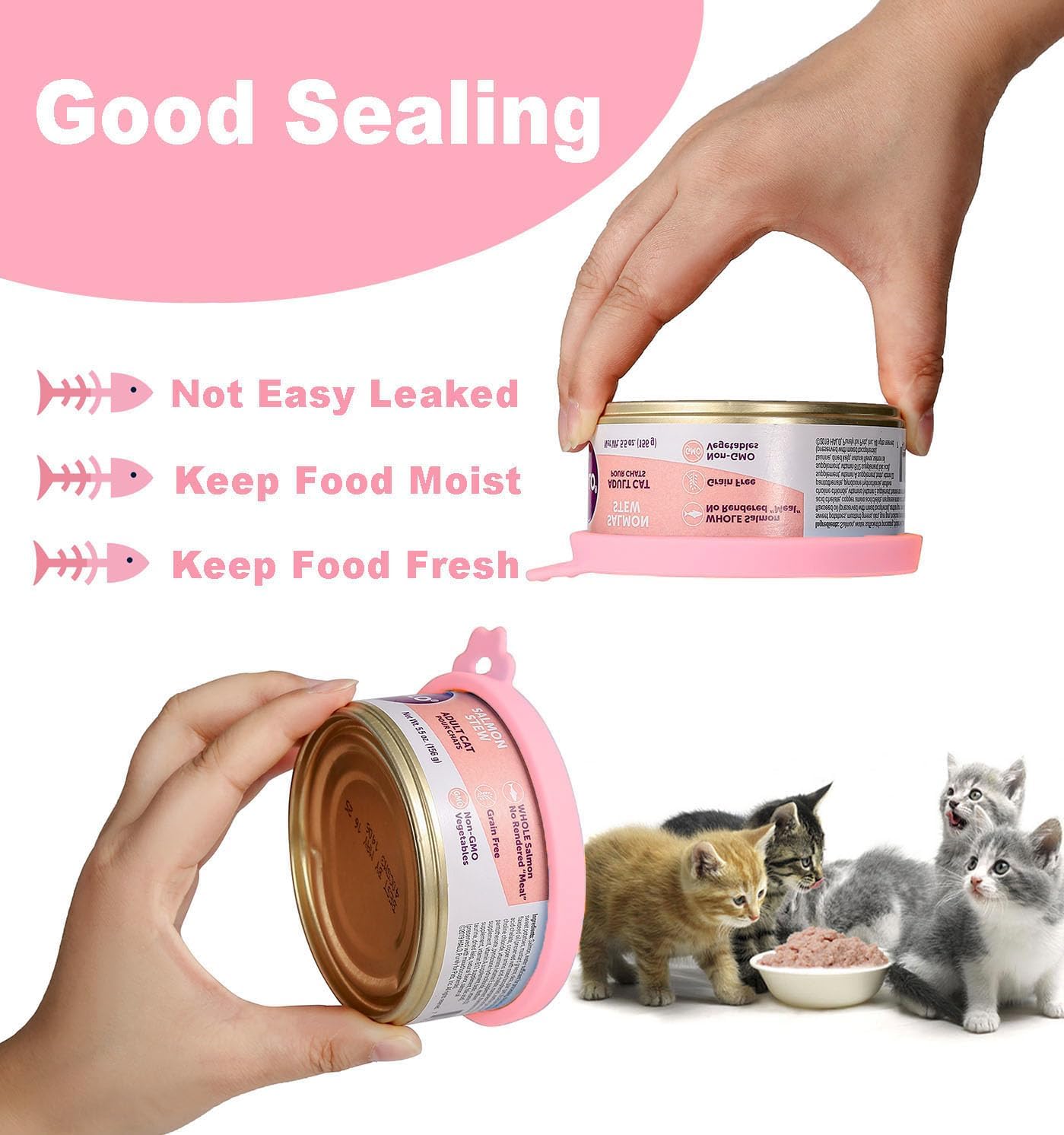 COMTIM Cat Food Can Covers Lids for 5.5 oz Cans, 2 Pack Silicone Cat Food Can Lids for 5.5 oz 5.3 oz Cans...Pet Food Can Covers Reusable Can Toppers Savers for Wet Food