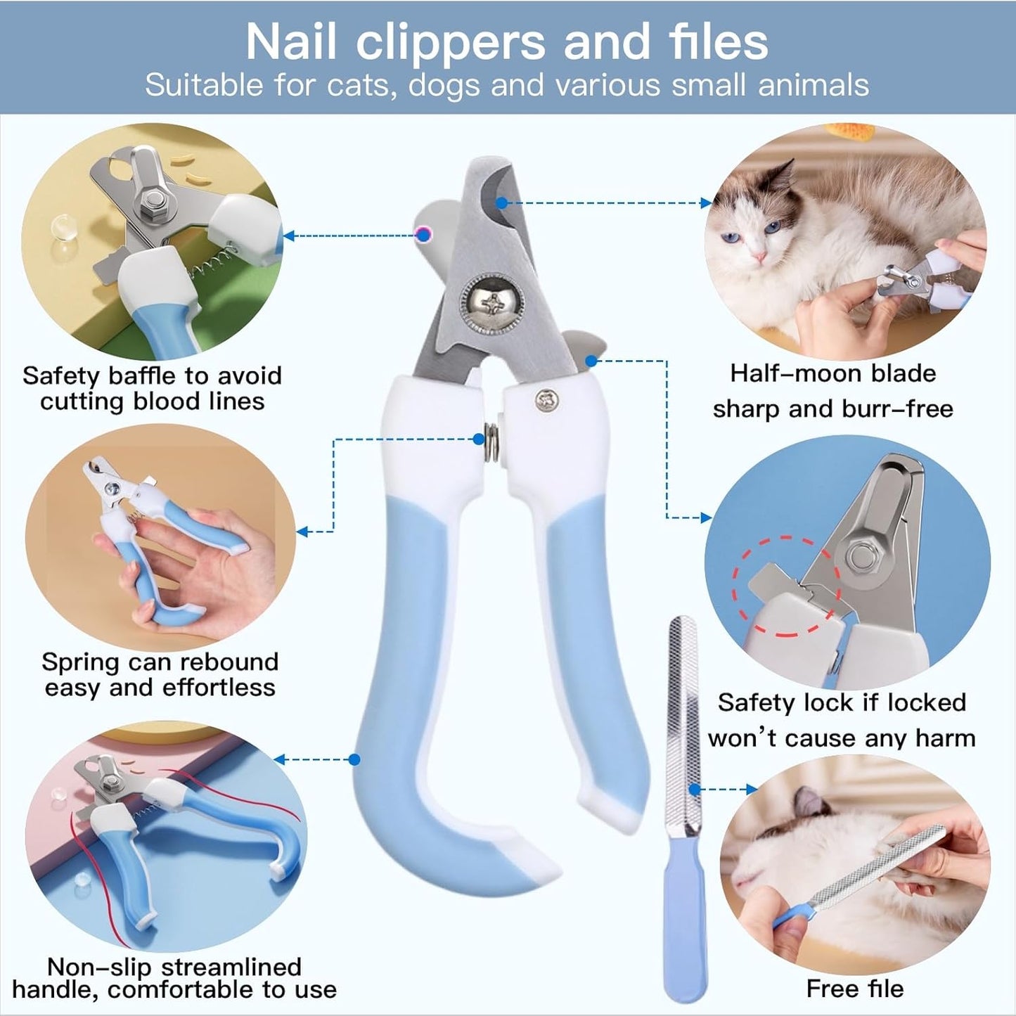 Cat Grooming Kit & Puppy Grooming Kit, Including Cat Washing Kit,Nail Clippers For Cats,Special Silicone Toothbrush,Dogs Washing Gloves, Puppy Quick-Drying Towel,Dog Flea Comb,Reusable.