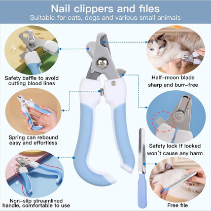 Cat Grooming Kit & Puppy Grooming Kit, Including Cat Washing Kit,Nail Clippers For Cats,Special Silicone Toothbrush,Dogs Washing Gloves, Puppy Quick-Drying Towel,Dog Flea Comb,Reusable.