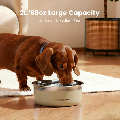 Gardner Pet Slow Water Bowl for Dogs – No Spill, Anti-Splash Floating Plate Design, Slows Drinking to Reduce Mess, Keeps Water Clean & Floors Dry, 3.8L(White)