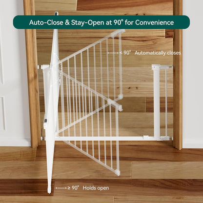 Babelio Baby Gate for Doorways and Stairs, 36-41" Pet Gate with Wide Walk Thru Door and Lock Indicator, No Drill Pressure Mounted Safety Gate with Double Lock and Self-Closing, Black