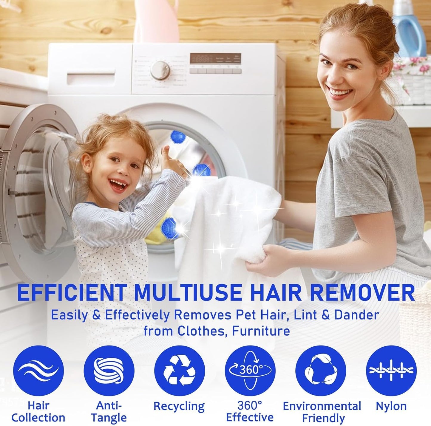 12 PCS Pet Hair Remover for Laundry, Washing Machine Fur Catcher, Effective Cat Dog Laundry Pet Hair Catcher for Clothes, Sheets, Towels, Fleece Blankets, Won’t Damage Fabric