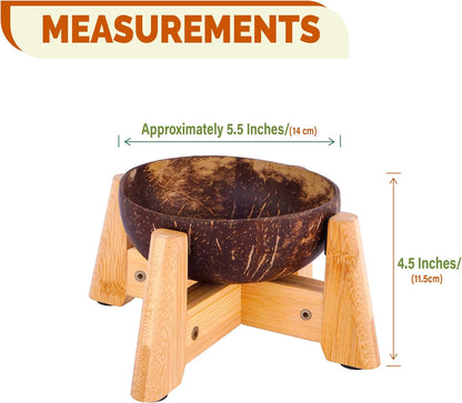 Elevated Slow Feeder Dog Bowls Large Breed - (12-inch-high) - Raised Bowl with Anti-Choking Insert - Stainless Metal and Bamboo