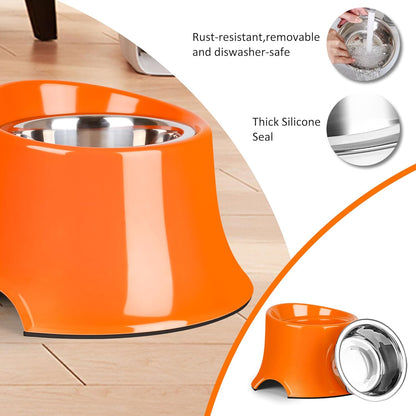 Tilted Elevated Dog Bowls Non-Slip & Non-Spill Pet Feeder with Elevated Detachable Melamine Stand, High Capacity Tilted Dog Bowl for Medium Small Size Dogs M/2 Cup Black