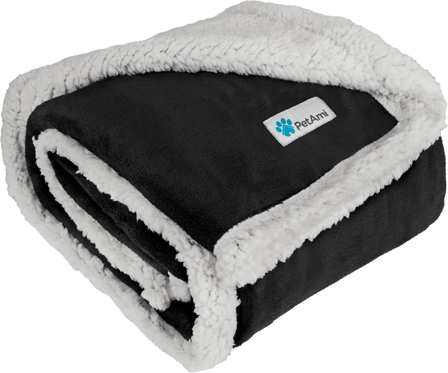 PetAmi Dog Blanket for Medium Large Dogs, Pet Bed Blanket Cat Puppy Kitten, Fleece Furniture Couch Cover Protector Sofa Car, Soft Sherpa Dog Throw Plush Reversible Washable, 40x60 Plaid Dark Gray