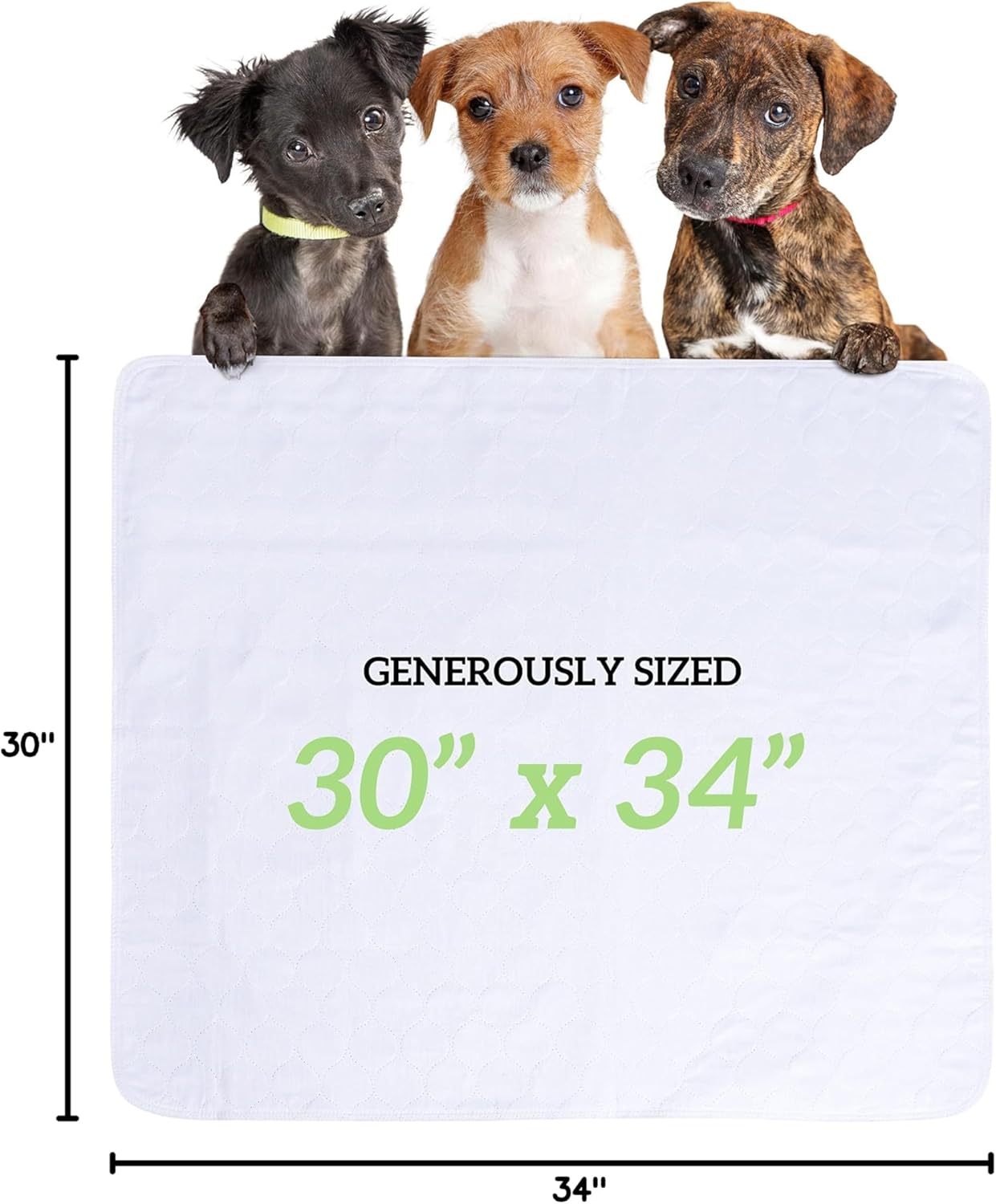 GREEN LIFESTYLE Washable Underpads - Large Pads for use as Incontinence Bed Pads, Reusable Pet Pads, Great for Dogs, Cats, Bunny, Seniors Bed Pad (Pack of 4-34x36)