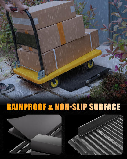 VNN Portable Wheelchair Ramp 4FT, Non-Slip Aluminum Ramps for Wheelchairs for Home, Handicap Wheelchair Ramps for Home Steps, Aluminum Loading Dock Plates, Doorways, Black