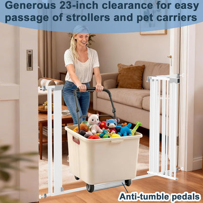41" Extra Tall Dog Gate Indoor,30-62.5" Wide Heavy Duty Pet Gate for Doorways,Baby Gate with Walk Through and Auto Close, Pressure Mounted, Suitable for Stairs,Kitchen,White
