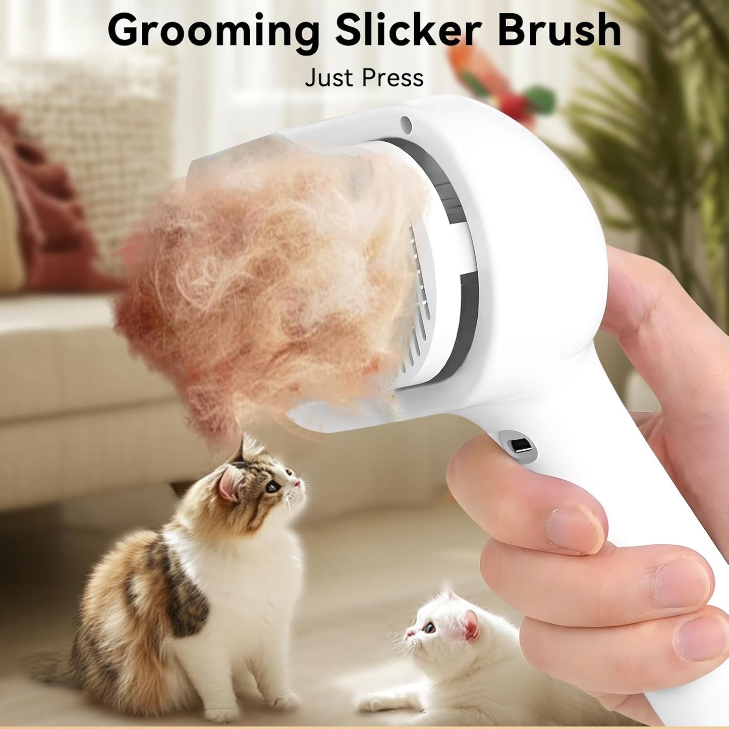 Pet Steam Brush for Dog Cat Haired Brush for Long Short Coats Shedding Fresh fur Shower Brushes Pet Spray Slicker Comb Grooming Rechargeable with Water Cleaning