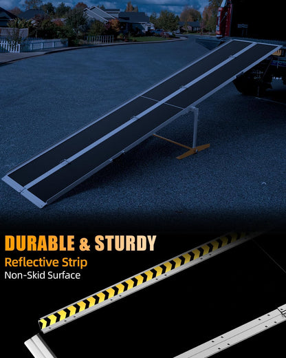 VNN Portable Wheelchair Ramp 4FT, Non-Slip Aluminum Ramps for Wheelchairs for Home, Handicap Wheelchair Ramps for Home Steps, Aluminum Loading Dock Plates, Doorways, Black
