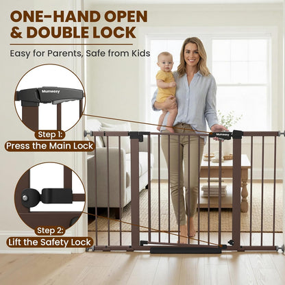 Mumeasy 36" High Extra Tall Dog Gate, 29.6"-40.5" Wide Pressure Mounted Tall Baby Gate for Dog, Auto Close Pet Gate with Door for Stairs,Doorways,House,Black