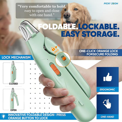 2-in-1 Dog & Cat Nail Clippers and Grinder with Light – Upgraded Safety Guard to Avoid Overcutting, Sharp Blade, Painless Quiet Pet Nail Claw Trimmers, Professional Grooming Tool for Large Small Pets