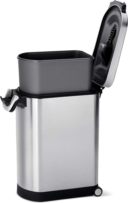 simplehuman Large Pet Food Storage Container, Holds 30-35 lb / 14-16 kg of Dry Dog Food, Cat Food, or Bird Seed, Airtight Lock-Tight Lid with Magnetic Scoop, BPA-Free, Brushed Stainless Steel