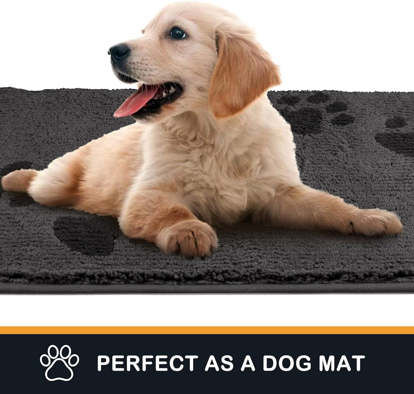 PURRUGS Dirt Trapping Door Mat 20" x 31.5", Non-Skid/Slip Machine Washable Microfiber Entrance Rug, Shoes Scraper, Dog Doormat, Super Absorbent Floor Mat for Muddy Wet Shoes and Paws, Grey