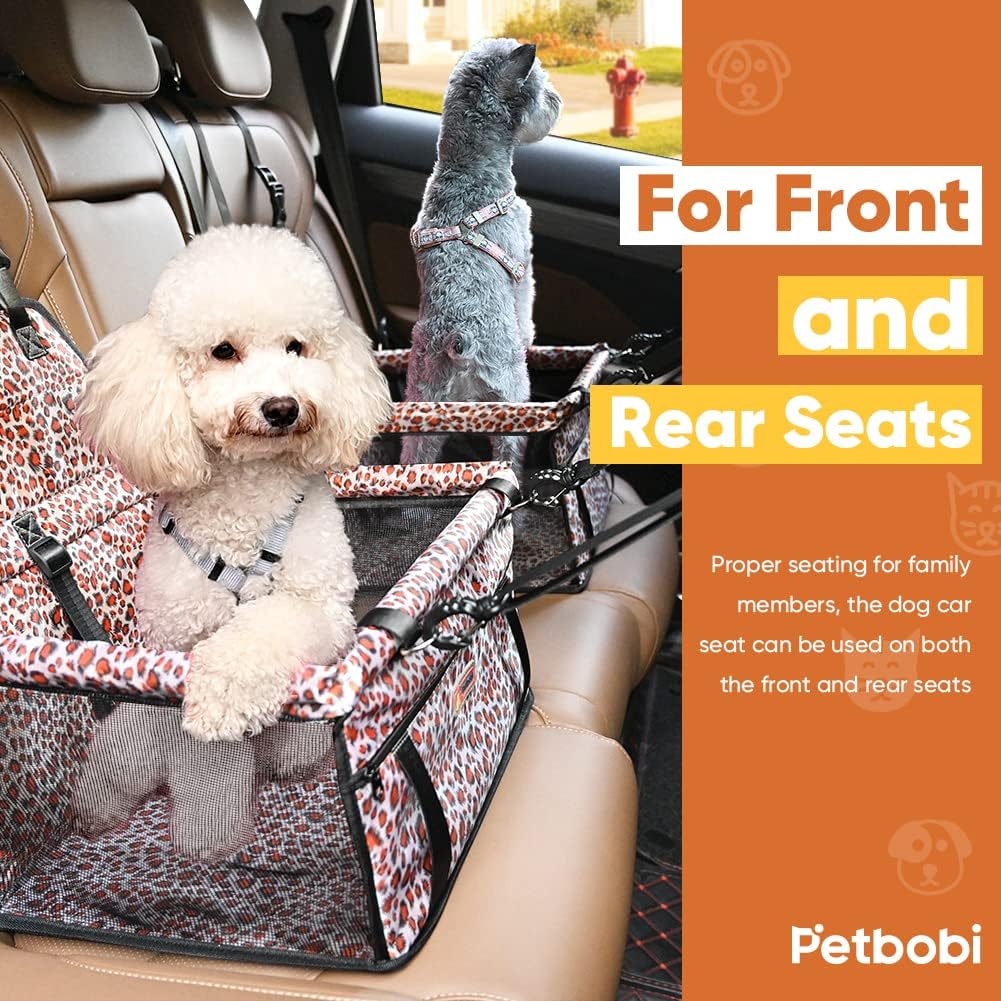 Petbobi Small Dog Car Seat, Dog Car Booster Seat for Small Medium Dogs 5-15 lbs, Foldable Front Seat Safety with Sturdy PVC Tube Frame, Breathable Mesh, Grey