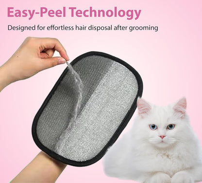 Premium 3-in-1 Pet Grooming Kit - Electrostatic Pet Hair Removal Glove with Safety Nail Scissors & Dual-Ended Toothbrush Set - Gentle Deshedding Mitt for Dogs, Cats & Furniture - All-in-One Care Pack