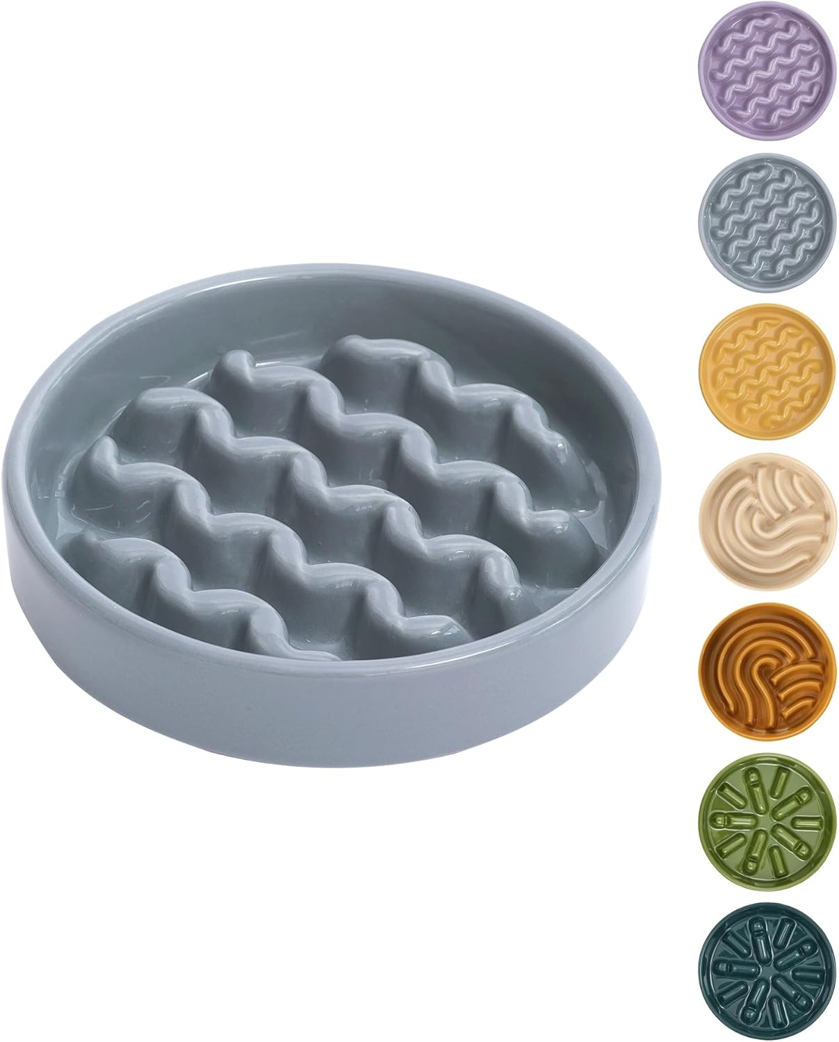 Ceramic Slow Feeder Dog Bowl, Maze Puzzle Non-Slip Silicone Base Stoneware Bowl for Small Medium Dogs, Heavy Duty Anti-Bloat Dog Food Bowl Dishwasher Safe – Apricot, Medium