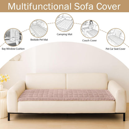 hyha Couch Covers for Dogs Washable, Non Slip Plush Dog Sofa Protectors, Fuzzy Pet Couch Covers for 3 Cushion Sofa Pet Friendly (Camel, 27.6" x 59") - Colors B