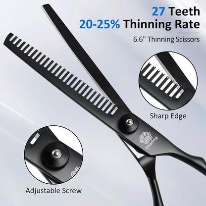 GLADOG Professional 5 in 1 Dog Grooming Scissors Set with Safety Round Tips, Sharp and Heavy-duty Pet Grooming Shears for Cats