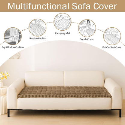 hyha Couch Covers for Dogs Washable, Non Slip Plush Dog Sofa Protectors, Fuzzy Pet Couch Covers for 3 Cushion Sofa Pet Friendly (Camel, 27.6" x 59") - Colors A