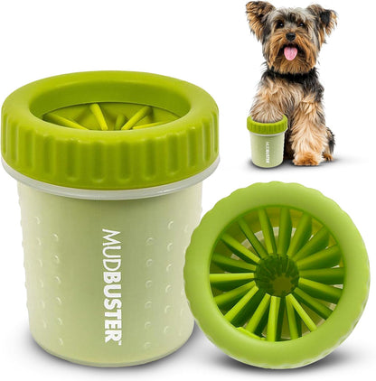 Dexas MudBuster Medium Dog Paw Cleaner in Fuchsia - Fits 1.5"-2.5" Wide Paws, Portable Paw Washer for Muddy Paws, Dog Paw Cleaning Cup with Gentle Silicone Bristles, Quick Clean Pet Paw Washer
