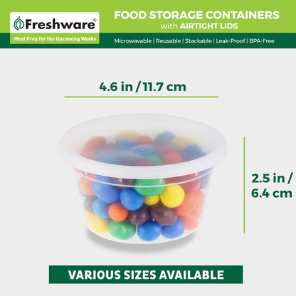 Freshware Food Storage Containers [50 Set] 25 oz Plastic Deli Containers with Lids, Slime, Soup, Meal Prep Containers, BPA Free, Stackable, Leakproof, Microwave, Dishwasher and Freezer Safe