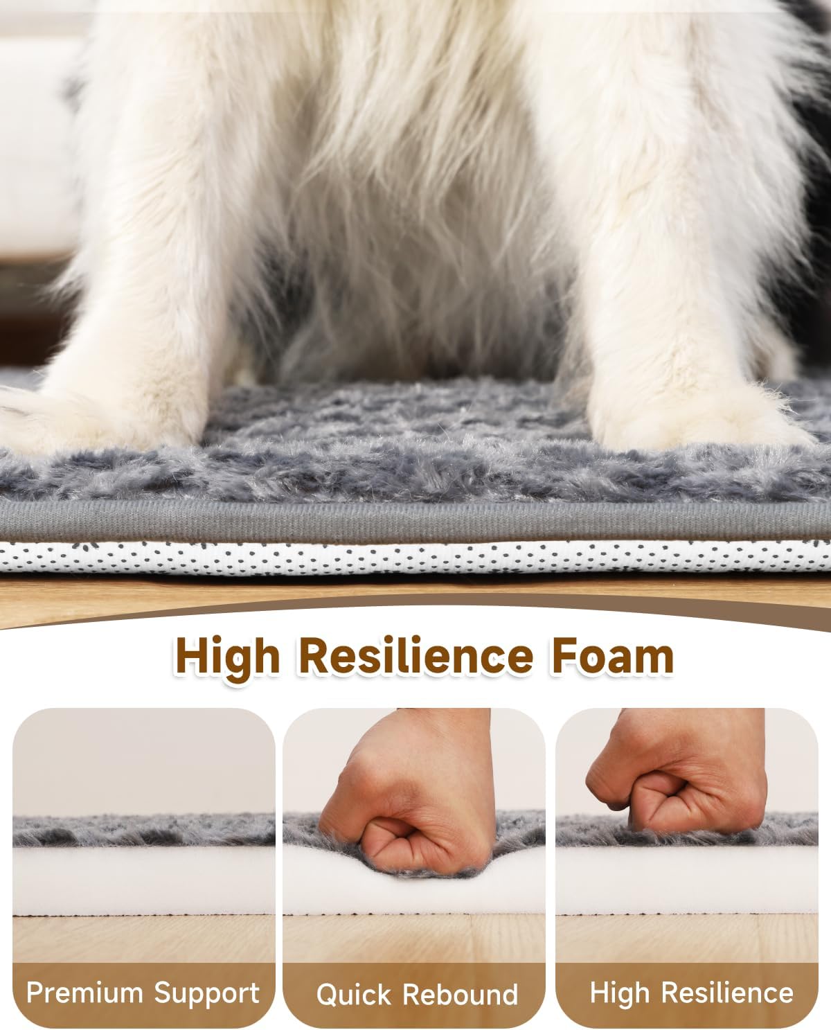 Dog Bed for Crate Pad High Resilience Foam Crate Pad Mat for Medium Large Dogs Washable Anti-Slip, Outdoor, 35" x 22",Dark Gray