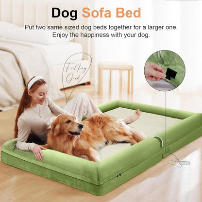 Large Dog Bed Orthopedic Washable: Beds Bolster XL Bed Large Big Dogs Memory Foam Couch Sofa Waterproof with Removable Cover