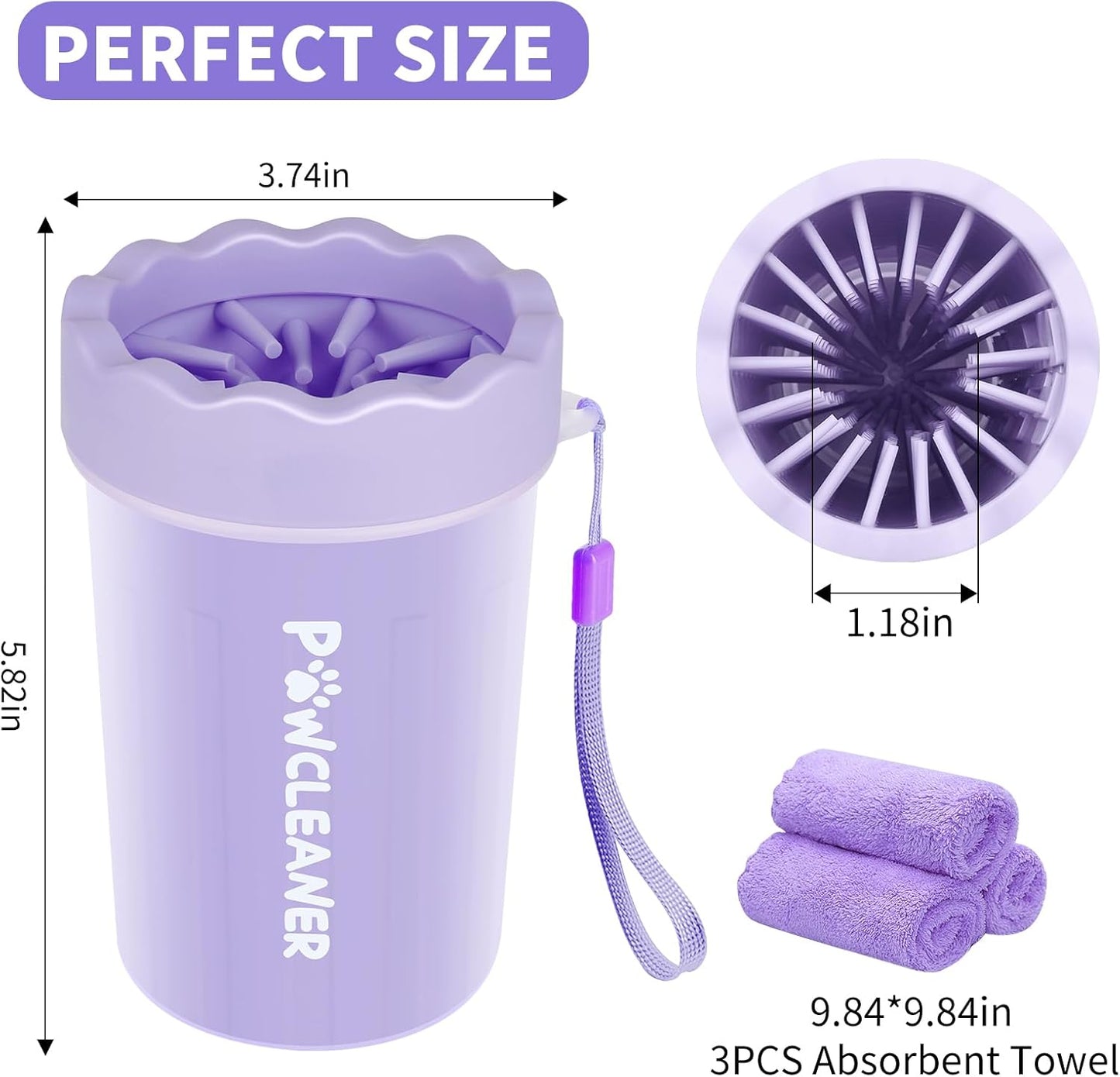 Professional 7 in 1 Dog Paw Cleaner for Dogs & Cats - Includes 1 Portable Paw Washer, 1 Bath Brush, 2 Dog Toothbrushes and 3 Absorbent Towels Note: Fits Paws up to 2 Inches Wide (Small, Blue)