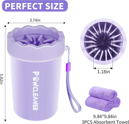 Professional 7 in 1 Dog Paw Cleaner for Dogs & Cats - Includes 1 Portable Paw Washer, 1 Bath Brush, 2 Dog Toothbrushes and 3 Absorbent Towels Note: Fits Paws up to 2 Inches Wide (Small, Blue)